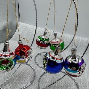 Christmas Ornaments 6 vintage glass. Multicolored. 1”x1.5”
